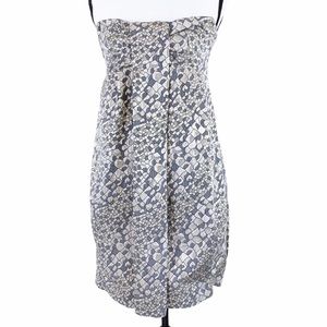 American Retro Silver Jacquard Strapless Cocktail Dress